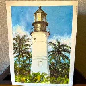 Robert E Kennedy Key West Lighthouse Art Print Kennedy Gallery Wall Art Decor